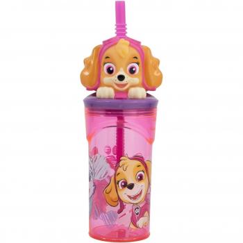 Paw Patrol Vaso Figurita Sky 3D con Pajita Flexible 360ml