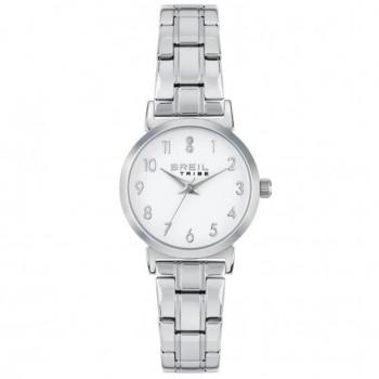 Reloj de Mujer Breil EW0688 (Ø 28 mm) - Diseño elegante, caja de acero inoxidable, esfera blanca con detalles en plata, resistencia al agua hasta 30 metros, correa de cuero negro