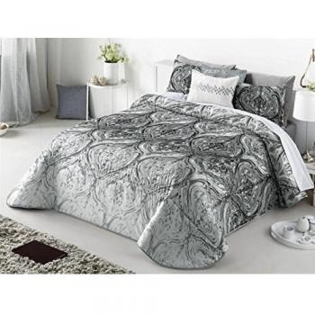 Casa Creativa Doria Colcha Bouti con Cojín Decorativo, Algodón-Poliéster, Gris, 180x270x1 cm