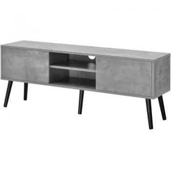 Mueble de TV diseño moderno 120 cm negro efecto hormigón con 2 puertas y 2 estantes