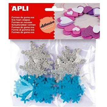 Formas goma eva adhesiva Apli Copos de nieve purpurina Colores surtidos Bolsa 22 ud