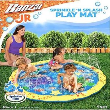 BANZAI Piscina Infantil para jardín 14663 diámetro 147 cm, con aspersor Splash Play Mat