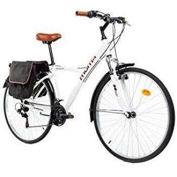 Moma Bikes Bicicleta Trekking / Paseo HYBRID 28, Alu, SHIMANO 18V, Susp. Delant.