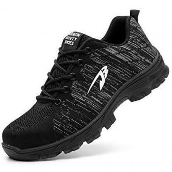 Zapatos de Seguridad para Hombre Mujer con Puntera de Acero Zapatillas de Seguridad Trabajo Calzado de Industrial y Deportiva JBblack35