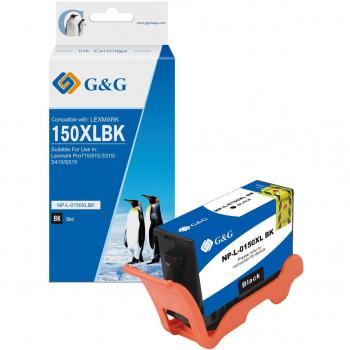 G&G Compatible Lexmark 150XL/155XL Negro Cartucho de Tinta Pigmentada - Reemplazo para 14N1614E/14N1619E/14N1607E