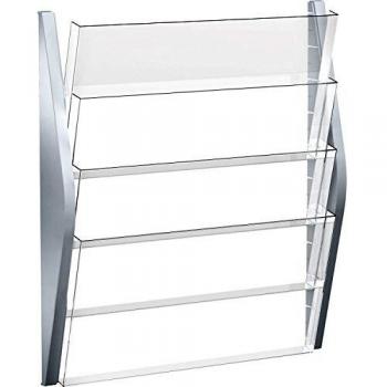 Soporte de Folletos Mural Helit, 4 Compartimentos, A3 Horizontal, Color Plata