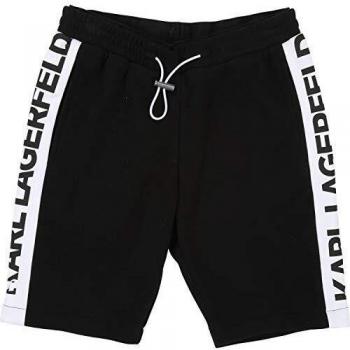 Karl Lagerfeld Kids - Bermudas con Logo de Rayas Laterales Negro 6 Años