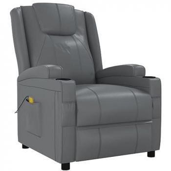 Sillón de masaje reclinable de cuero sintético gris antracita