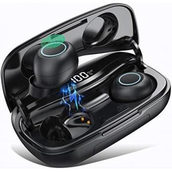 Auriculares Bluetooth S9, SWEYE Auriculares Inalámbricos Hi-Fi Micrófono Incorporado Bluetooth 5.0 Sonido Estéreo Auriculares Deportivos In-Ear CVC 8.0 con 3500mAh Caja de Carga para iPhone y Android