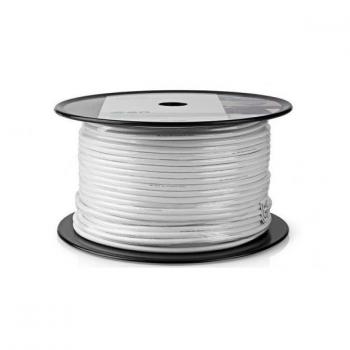 Cable Coaxial RG59U 100m en Carrete, 75 Ohm, Doble Apantallado, PVC, Blanco