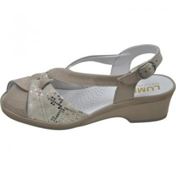 Sandalias de Mujer Lumel 4X-487 Beig Anatomicas Ancho Especial Comodas