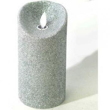 Vela de luz LED glitter plata Ø7,5x15 cm