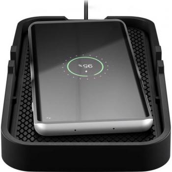 Cargador Inalámbrico Rápido para Auto 15W, Negro, Estación de Carga Inductiva con Superficie Antideslizante