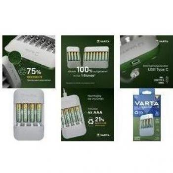 Cargador de pilas VARTA Eco Charger Pro Recycled 4X AAA 56813 800mAh