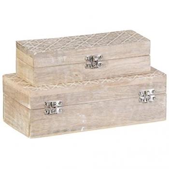 Caja Decorativa de Madera de Mango 26,6 x 11 x 8,5 cm (Set de 2 Unidades)