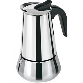 Cafetera Italiana de Acero Inoxidable para Inducción, Interior Antioxidante, Disponible en 2, 4, 6, 9 y 12 Tazas