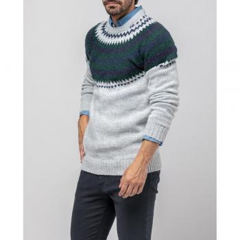 Scotta 1985 Jersey de hombre en color gris con cuello redondo y diseño clásico