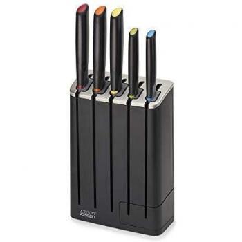 Joseph Joseph Elevate Knives - SlimBlock - Juego de 5 Cuchillos con Soporte y Afilador Extraíble - Multicolor