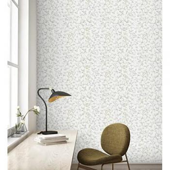 Muestra DIN A4 de Papel Pintado Vinílico Ecológico Elva Forest 680855 - Ramas y Hojas con Textura para Decoración Interior
