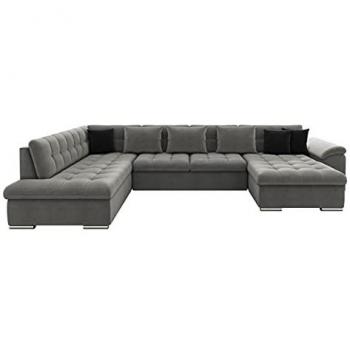 Sofá rinconero Comfivo 141 gris con función de descanso y caja de ropa de cama, 348x205x76cm