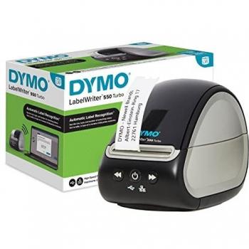 Impresora de etiquetas DYMO LabelWriter 550 Turbo | Rotuladora con impresión térmica directa de alta velocidad | Reconocimiento automático de etiquetas | Enchufe de 2 clavijas