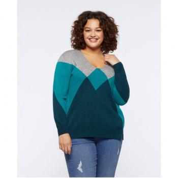 Jersey de mujer de rombos con cuello de pico