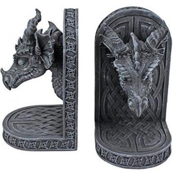 Gray Friar Dragon Bookends - Gothic Fantasy Decorative Book Holders
