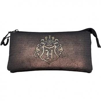 Karactermania-02385 Harry Potter Gold-Estuche Portatodo Triple HS, Color marrón