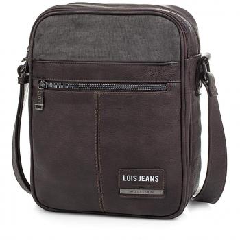 Lois - 96526 Bolso Bandolera Hombre Porta iPad o Tablet. Bolsa de Mensajero al Hombro. Cierre con Cremallera. Múltiples Compartimentos. Piel sintética Polipiel, Color Marron