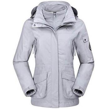 CAMEL CROWN Chaqueta de Esquí 3 en 1 para Mujer 2 Piezas al Aire Libre Resistente al Agua a Prueba de Viento Paño Grueso y Suave Dentro de la Capa con Capucha