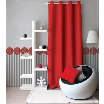 Cortina Roja Opaca con Ojetes - 140 x 240 cm - Sintética