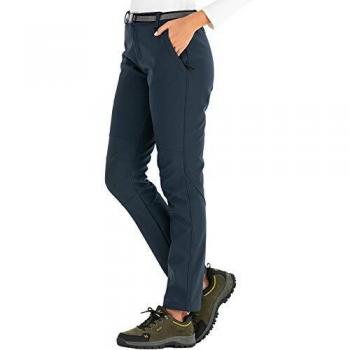 DAFENP Pantalones Trekking Mujer Impermeable Pantalones de Escalada Senderismo Alpinismo Invierno Polar Forrado Aire Libre KZ3339W-Darkblue1-M