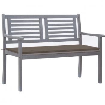 Banco de jardín 2 plazas madera eucalipto gris con cojín 120 cm
