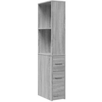 Armario de baño estrecho con ruedas madera gris Sonoma