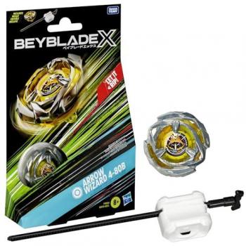 Beyblade X Arrow Wizard 4-80B Paquete de Inicio con Toupie de Competición de Rotación Derecha y Lanzador - Tipo Endurance