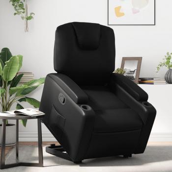 Silla de elevación de cuero negro Vidaxl, sillón reclinable, elevable, cuero artificial negro