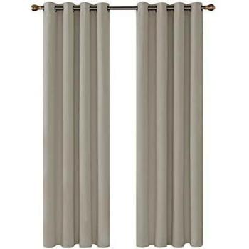 Deconovo Cortinas Opacas para Habitación con Aislamiento Térmico de Poliéster 2 Piezas 140 x 260 cm Beige Claro