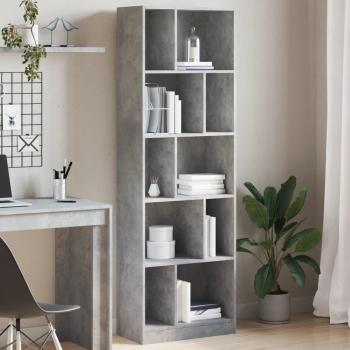 Librería de madera multicapa gris hormigón 57x28,5 cm x 174 cm