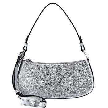 Coccinelle Merveille Metallic Leather Mini Hobo Bag - Silver