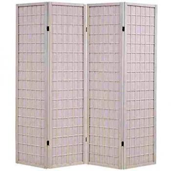 vidaXL Biombo Plegable con 4 Paneles de Estilo Japonés Separador de Ambienntes Divisor de Estancias de Madera de Abeto 160x170 cm Blanco