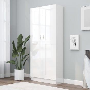 Estantería Librería de Almacenamiento Contrachapada 82,5x30,5x185,5 cm en Blanco Brillo, Negro y Roble Sonoma para Oficina, Estudio, Sala de Estar y Dormitorio