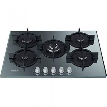 Placa de Cocina a Gas Hotpoint Ariston HAGD 72S/MR - 5 Fuegos, 73 cm, Color Espejo