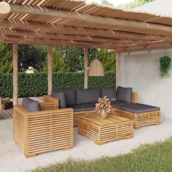 6-Piece Solid Teak Wood Garden Lounge Set with Cushions