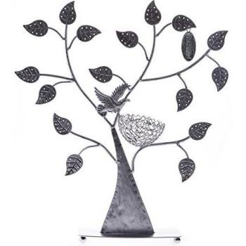 SONGMICS Expositor de pendientes anillos pulseras Soporte para joyería Diseño de árbol Plateado JDS051