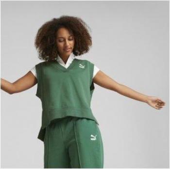 Camiseta Classics V Neck verde para mujer de la marca Puma
