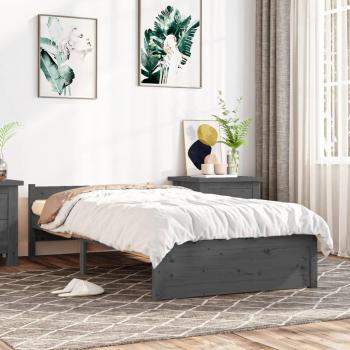 Estructura de cama individual de madera maciza gris 75x190 cm