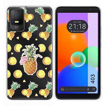 Funda Silicona Transparente Personalizada para TCL 403 con Dibujo de Piña