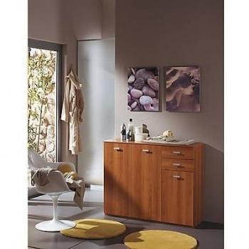Mueble Contenedor 3 Puertas y 2 Cajones cm H83 L106-Nogal