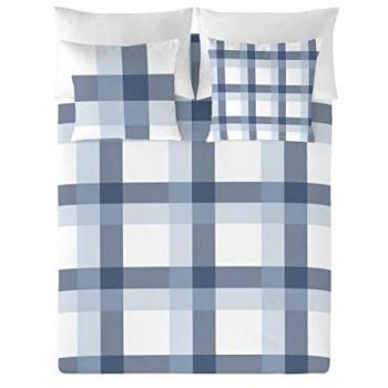 Funda Nórdica Escocesa Popcorn Azul (220 x 220 cm) para Cama Doble