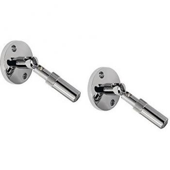 Soporte de pared para sistema de cableado de baja tensión, cromado, 10 cm, incluye tensores (2 piezas)